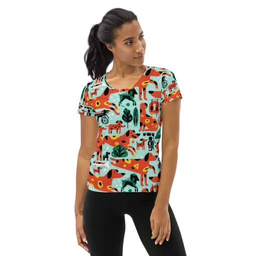Dachshund Daydream on a Women's Athletic T-Shirt