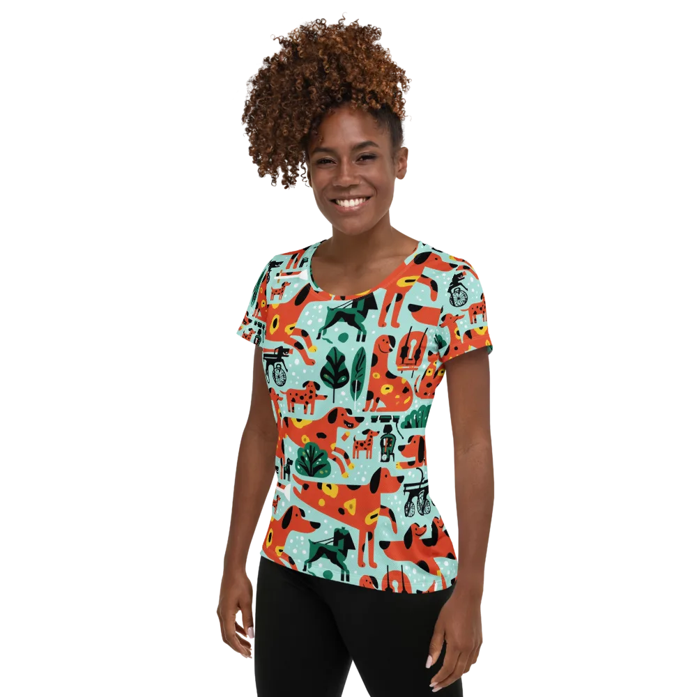 Dachshund Daydream on Women's Athletic T-Shirt — Left