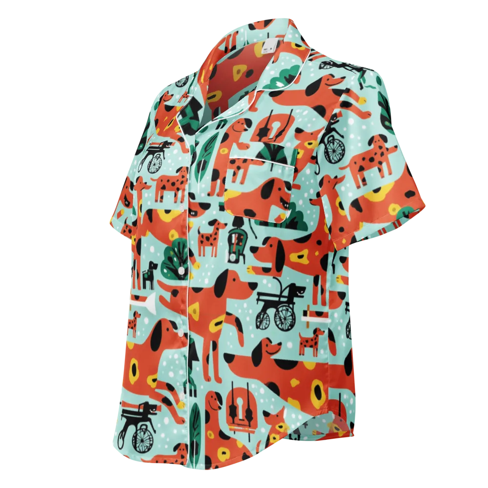 Dachshund Daydream on Women's Short Sleeve Pajama Top — Left Front