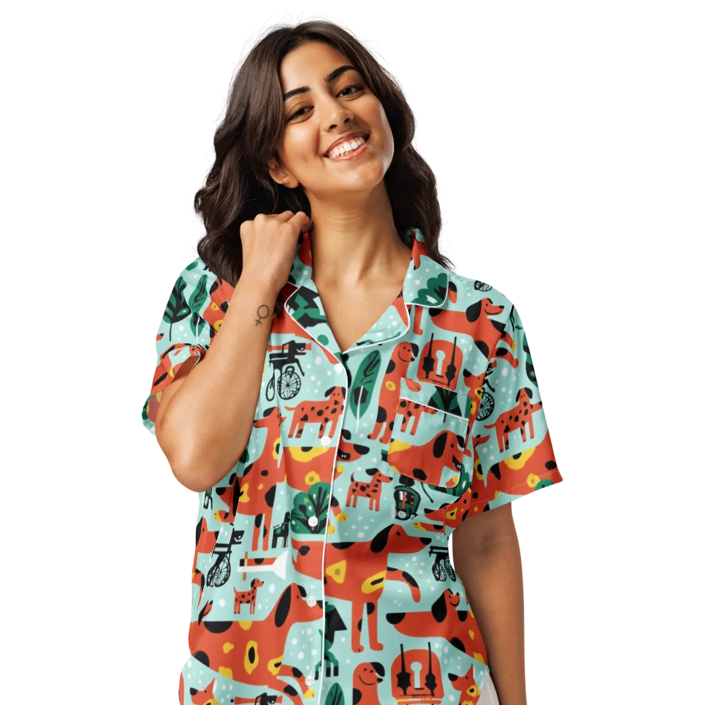 Dachshund Daydream on Women's Short Sleeve Pajama Top — Front