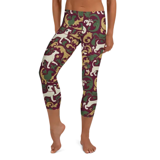 Acanthus Hounds on a Capri Leggings