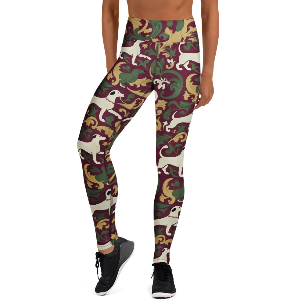 Acanthus Hounds on Yoga Leggings — Front