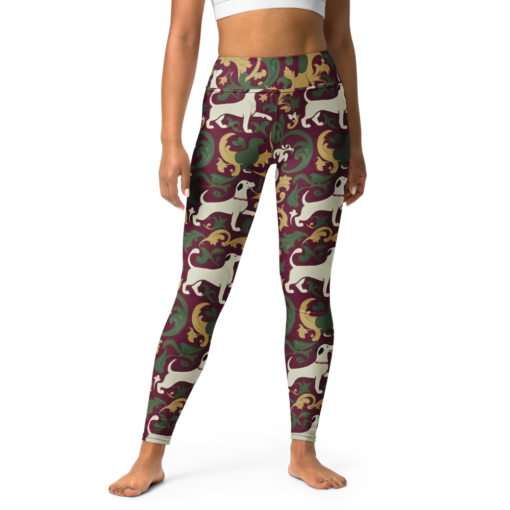 Acanthus Hounds on Yoga Leggings — Front