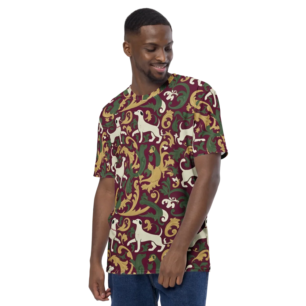 Acanthus Hounds on Men's Crew Neck T-Shirt — Left