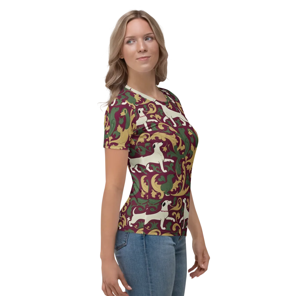 Acanthus Hounds on Women's Crew Neck T-Shirt — Right