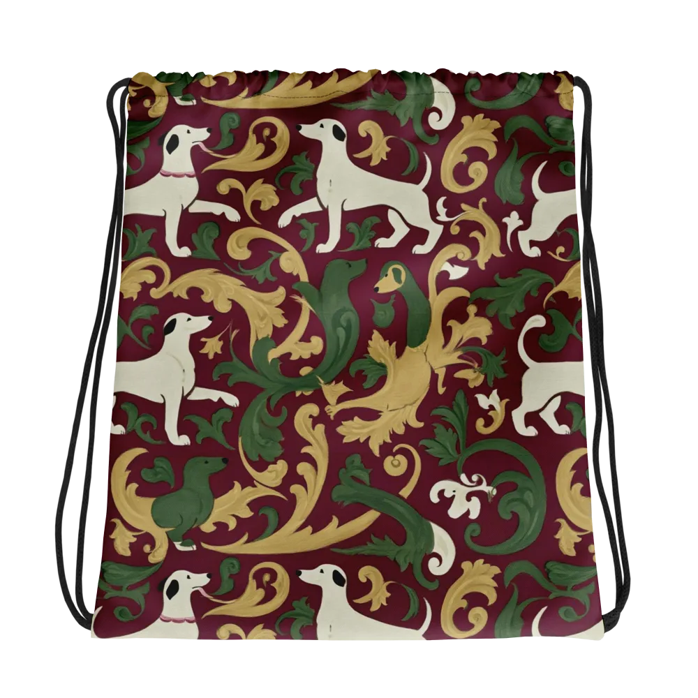 Acanthus Hounds on Drawstring Bag — Photo