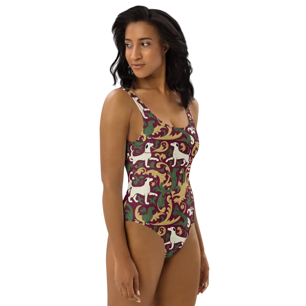 Acanthus Hounds on One-Piece Swimsuit — Right