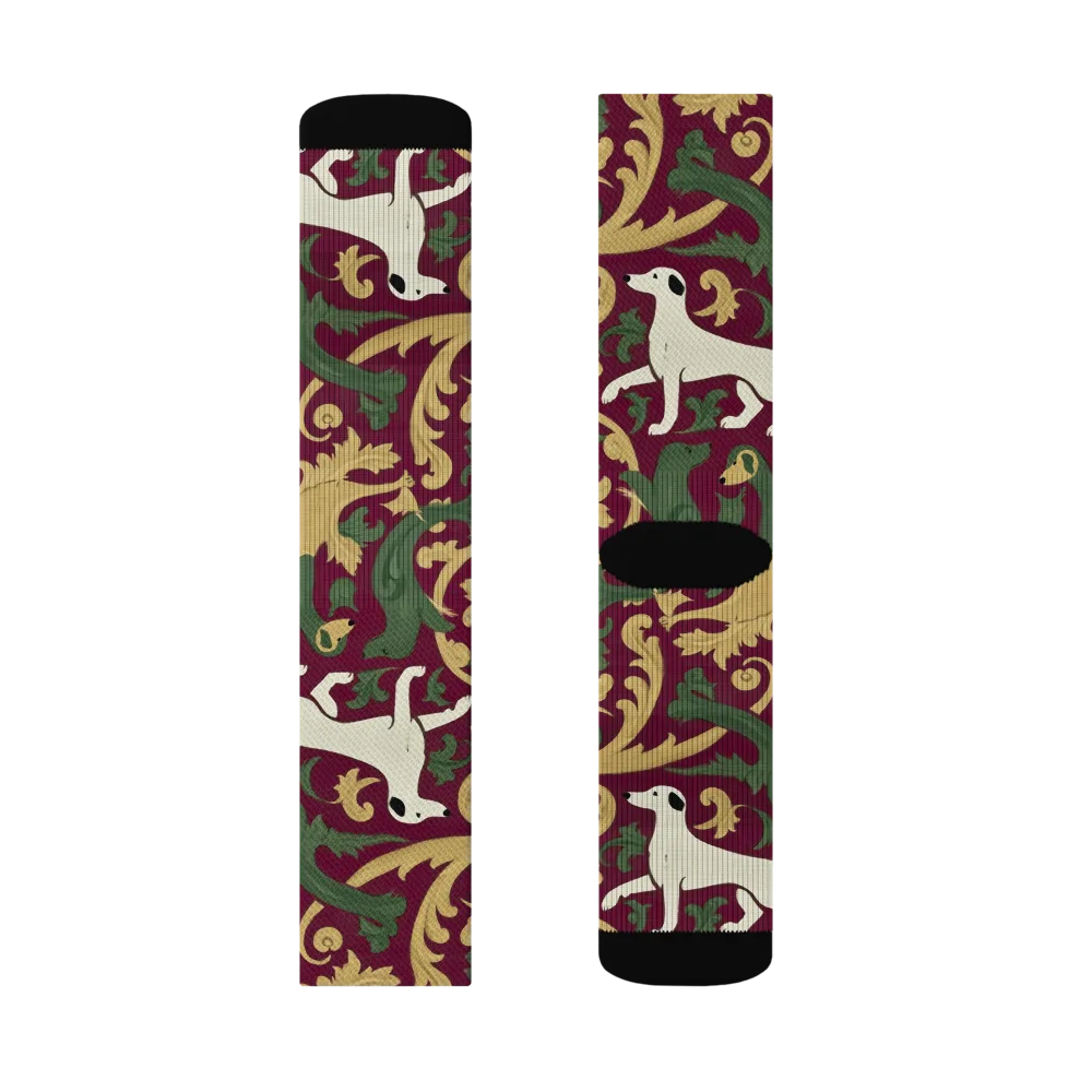 Acanthus Hounds on Socks — Left Sock