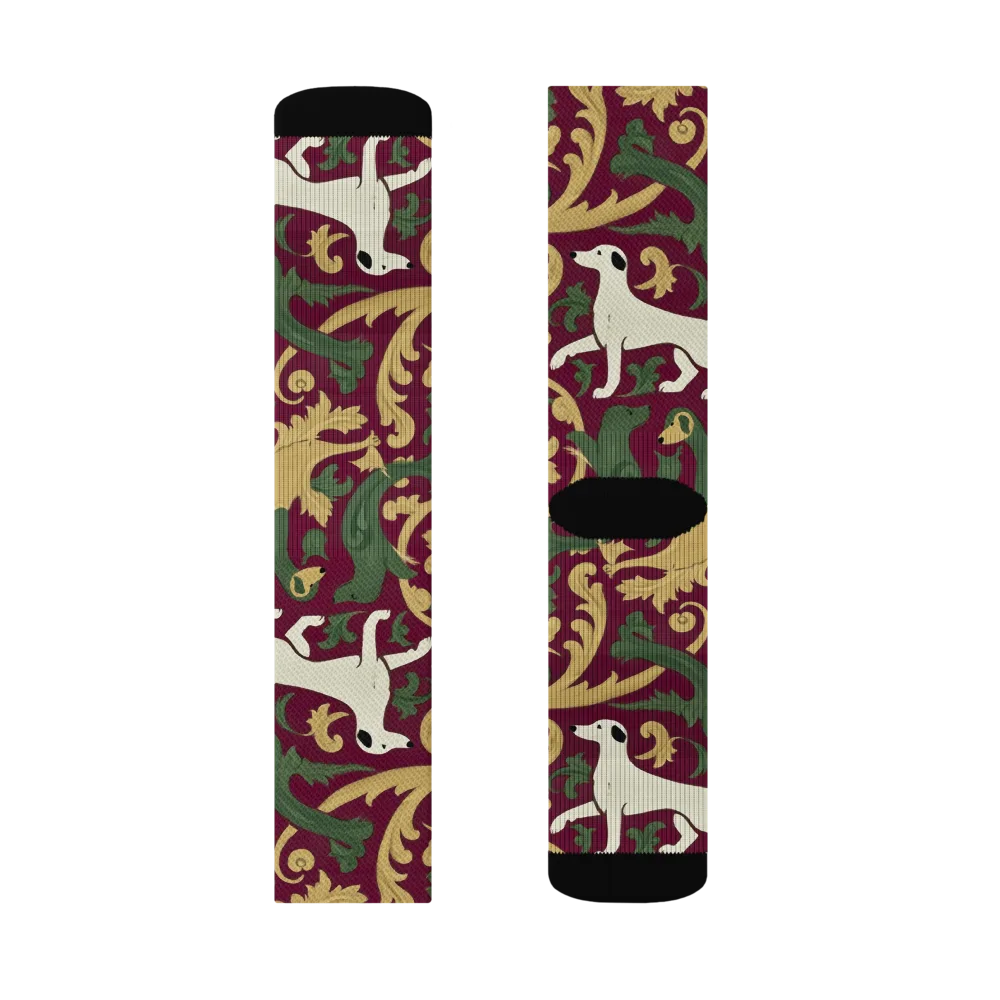 Acanthus Hounds on Socks — Right Sock