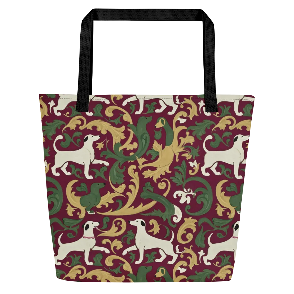 Acanthus Hounds on Large Tote Bag W/ Pocket — Front
