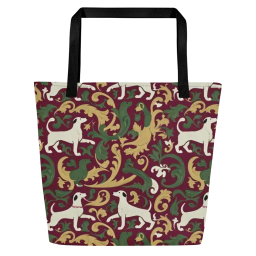 Acanthus Hounds on a Large Tote Bag W/ Pocket