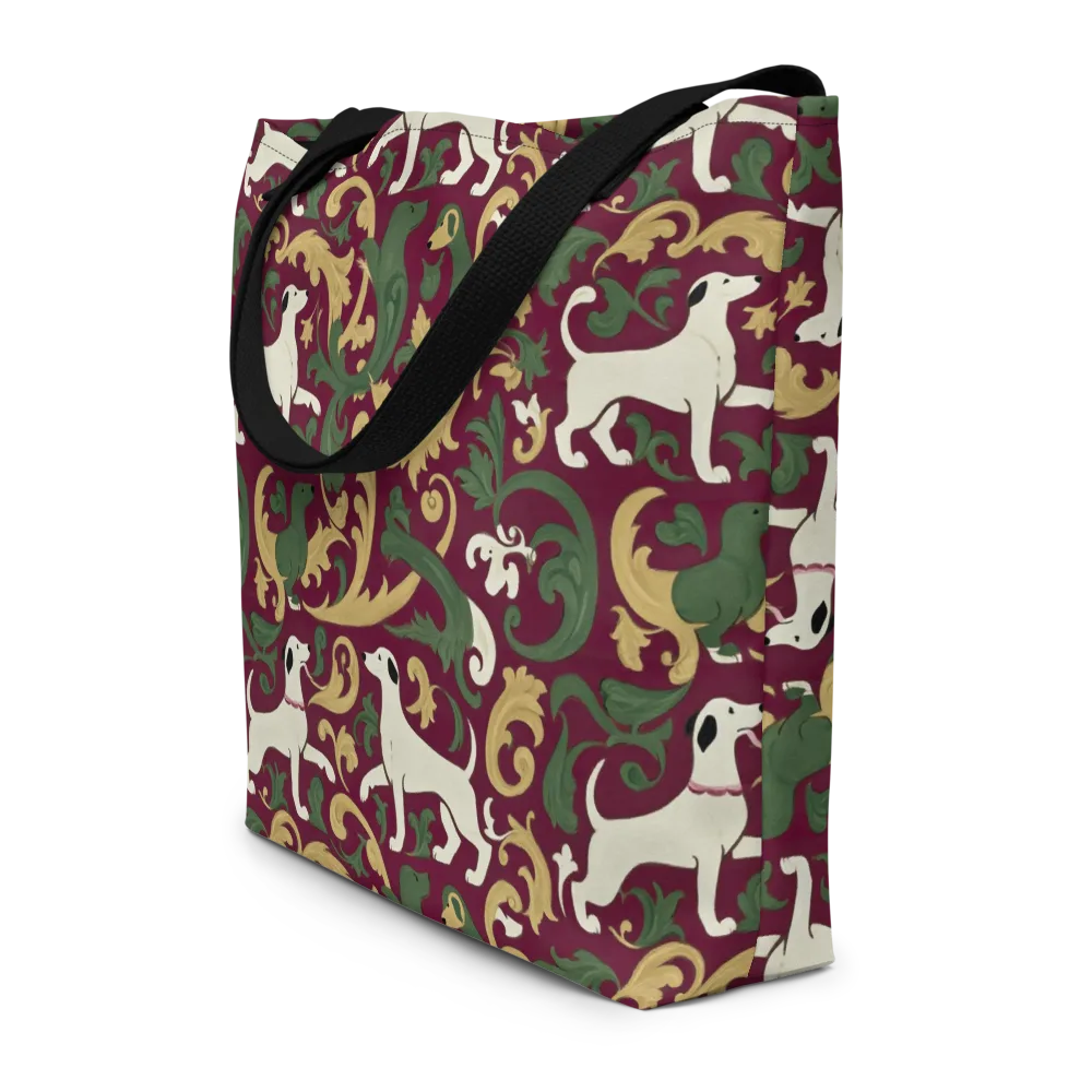 Acanthus Hounds on Large Tote Bag W/ Pocket — Front