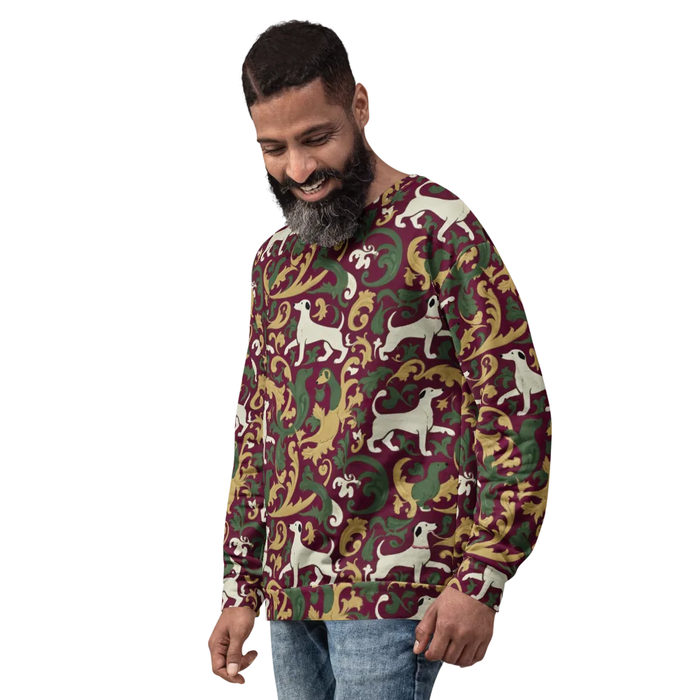 Acanthus Hounds on Sweatshirt — Left Front