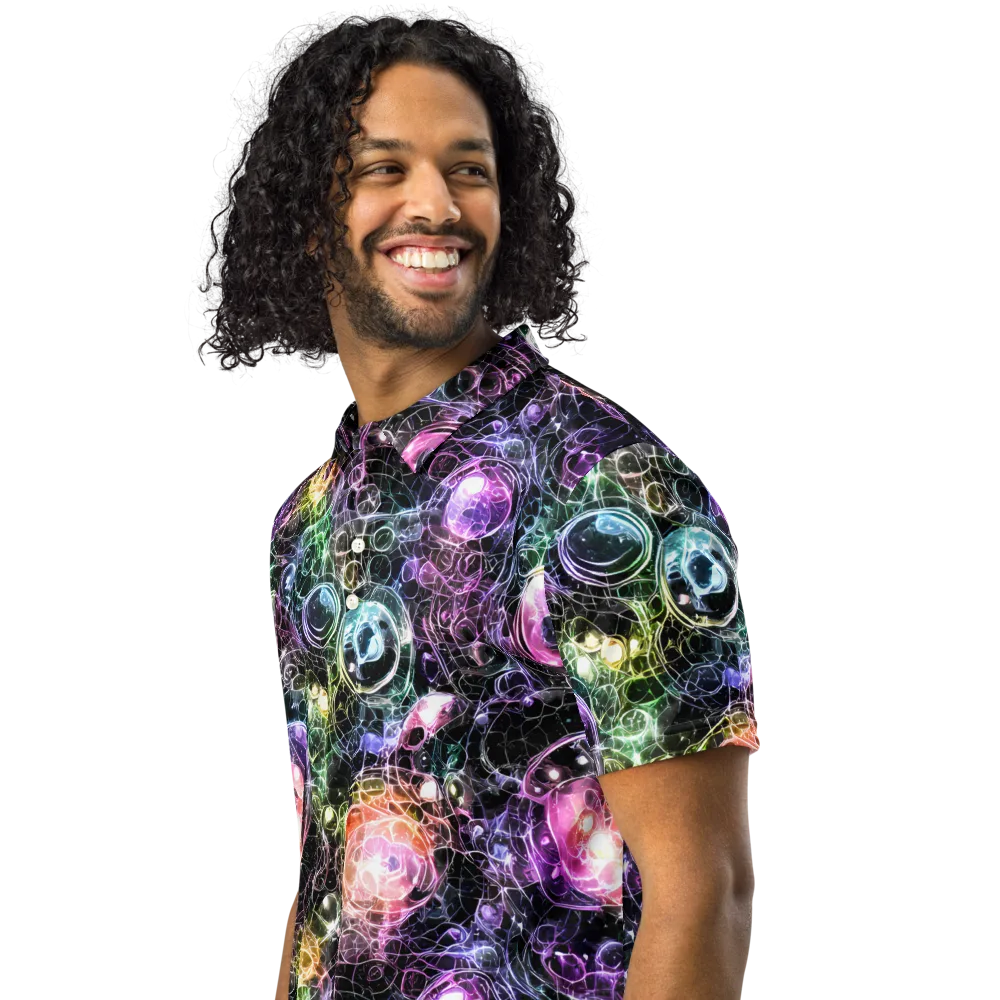 Cosmic Glass on Men's Slim Fit Polo Shirt — Left Front