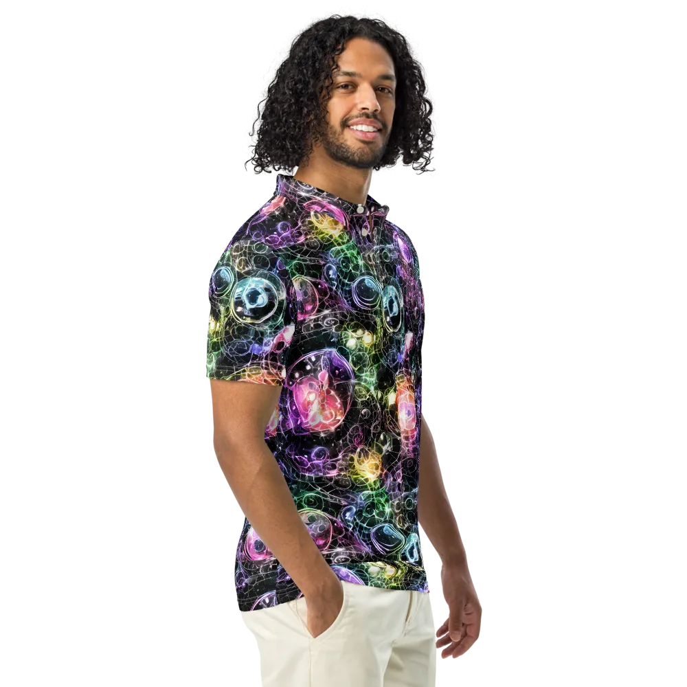 Cosmic Glass on Men's Slim Fit Polo Shirt — Right Front