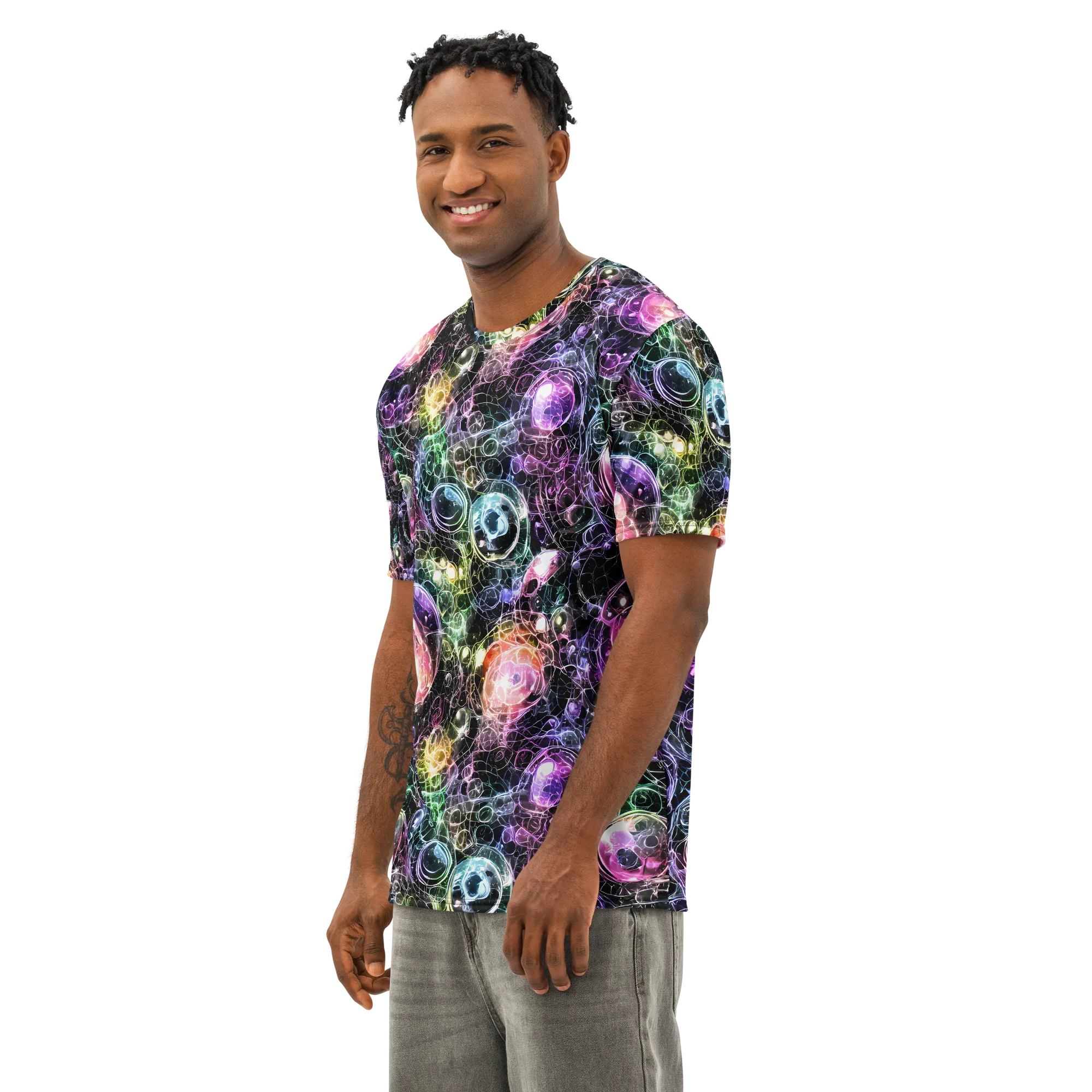 Cosmic Glass on Men's Cotton Crew Neck T-Shirt — Left Front