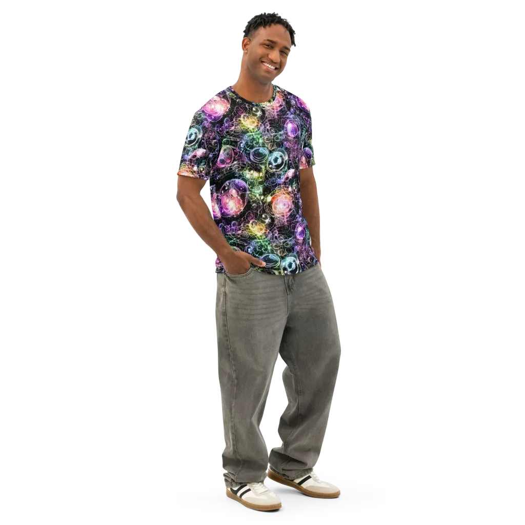 Cosmic Glass on Men's Cotton Crew Neck T-Shirt — Right Front