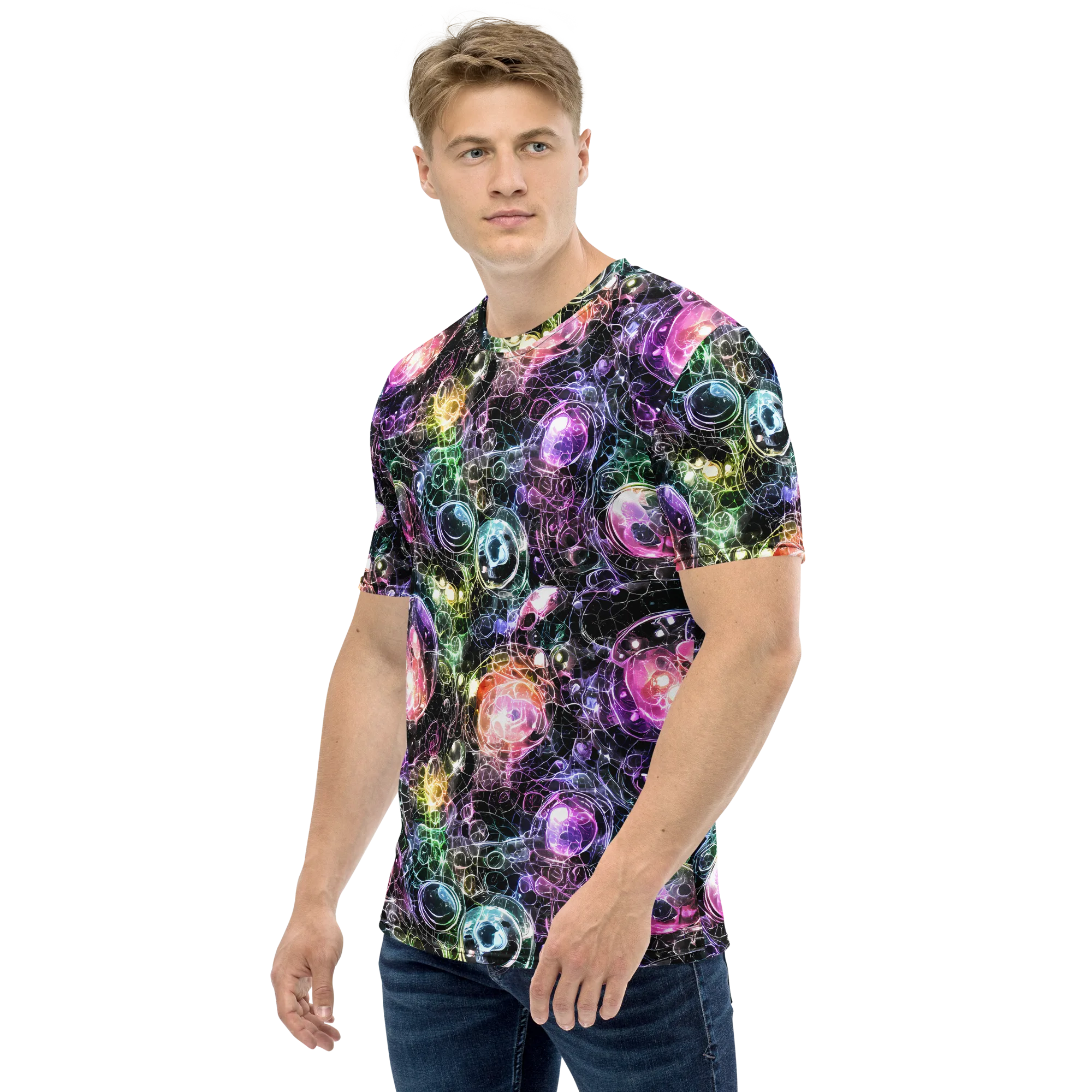 Cosmic Glass on Men's Crew Neck T-Shirt — Left
