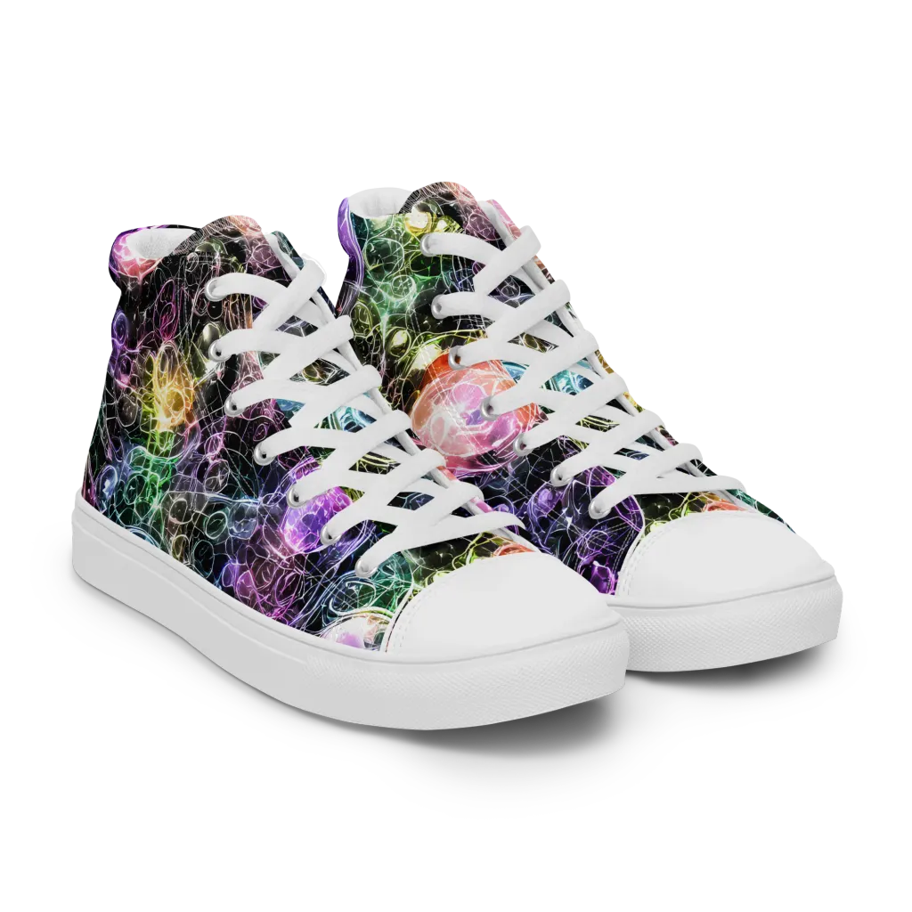 Cosmic Glass on Men's High Top Canvas Shoes — Right Front