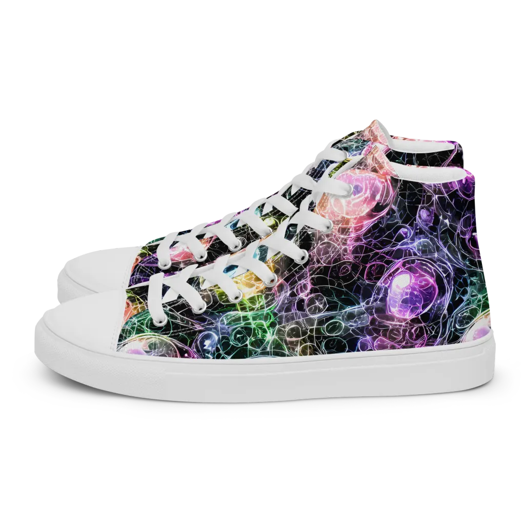 Cosmic Glass on Men's High Top Canvas Shoes — Left