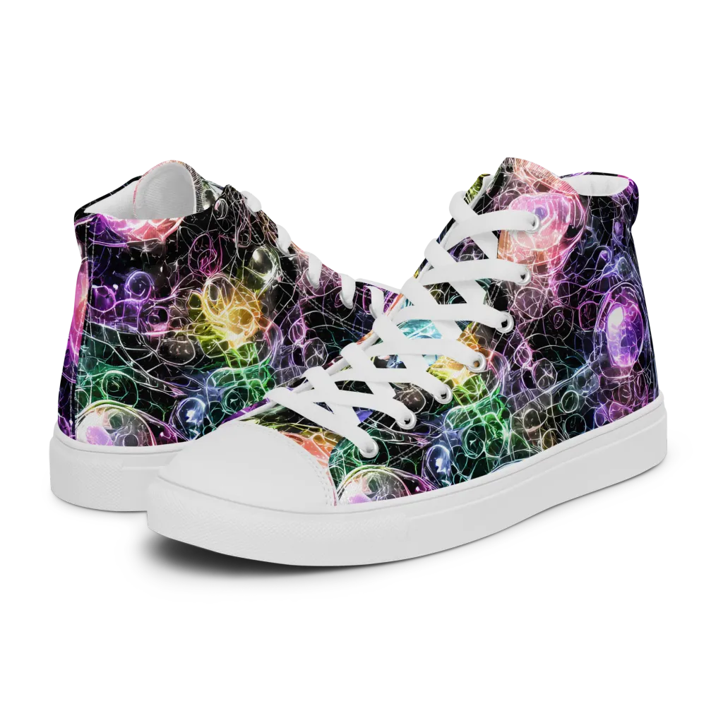 Cosmic Glass on Men's High Top Canvas Shoes — Left