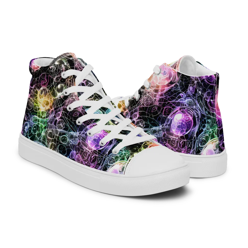 Cosmic Glass on Men's High Top Canvas Shoes — Right