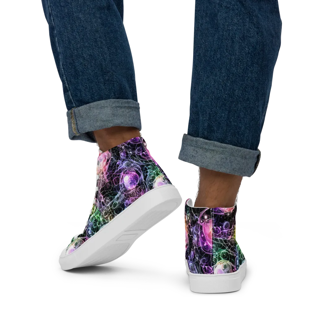 Cosmic Glass on Men's High Top Canvas Shoes — Back