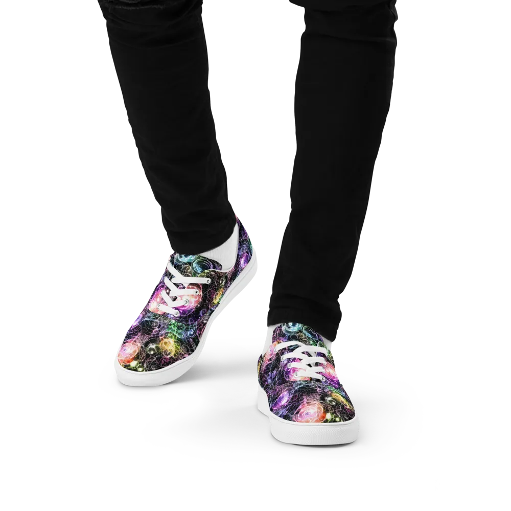 Cosmic Glass on Men's Lace-Up Canvas Shoes — Front