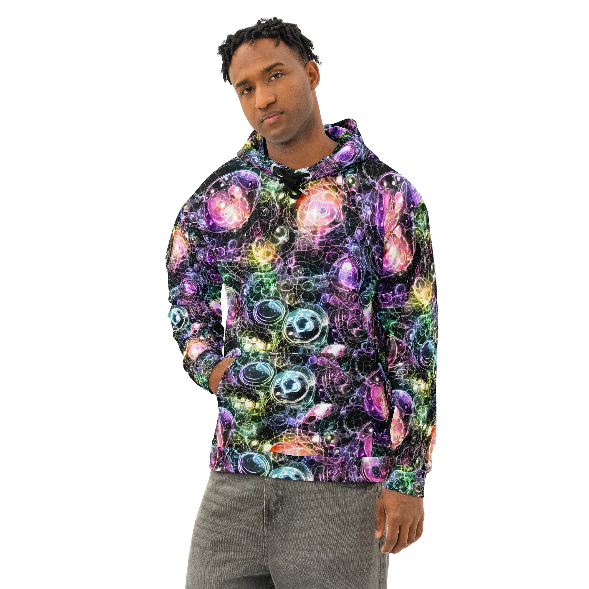 Cosmic Glass on Cotton Hoodie — Left Front