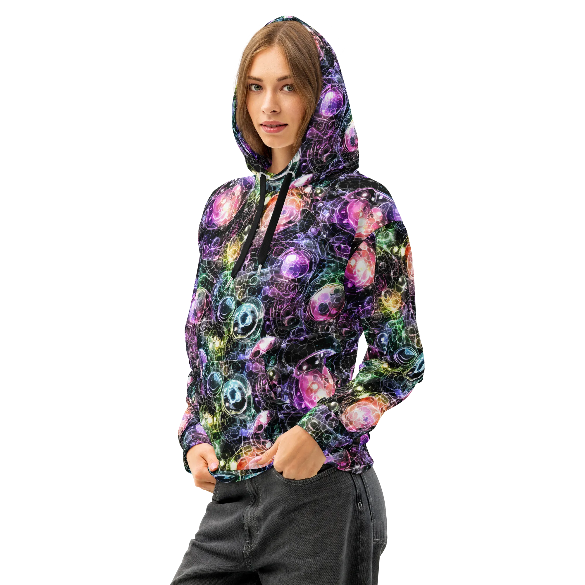 Cosmic Glass on Cotton Hoodie — Left Front
