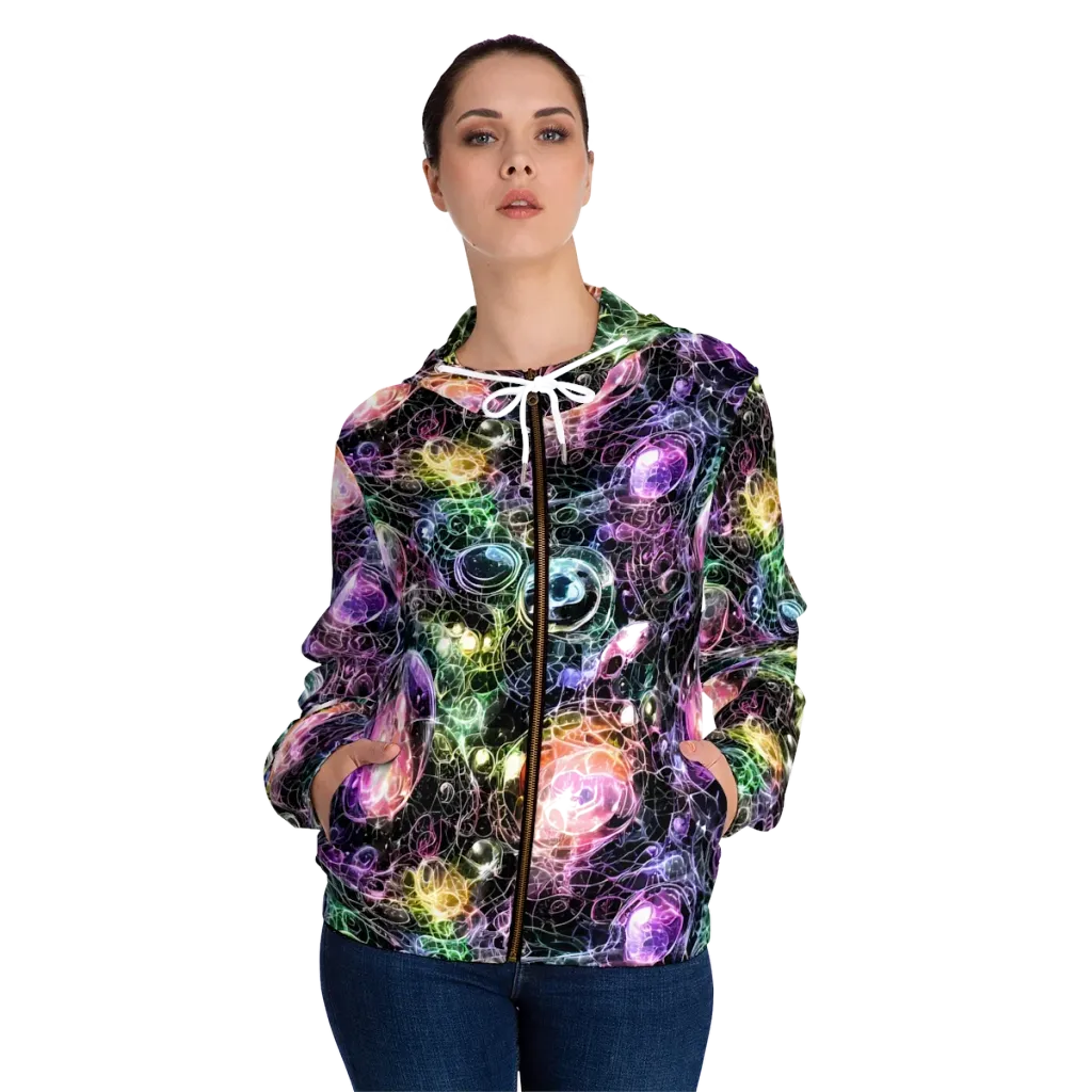 Cosmic Glass on Women's Full-Zip Hoodie — Front On Person