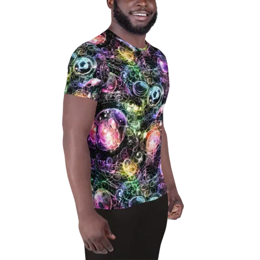 Cosmic Glass on a Men's Athletic T-Shirt