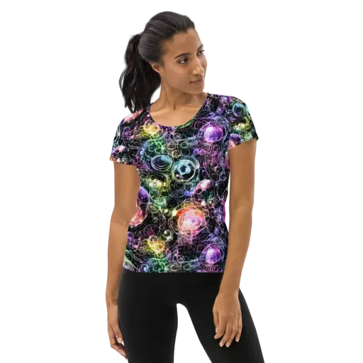 Cosmic Glass on a Women's Athletic T-Shirt