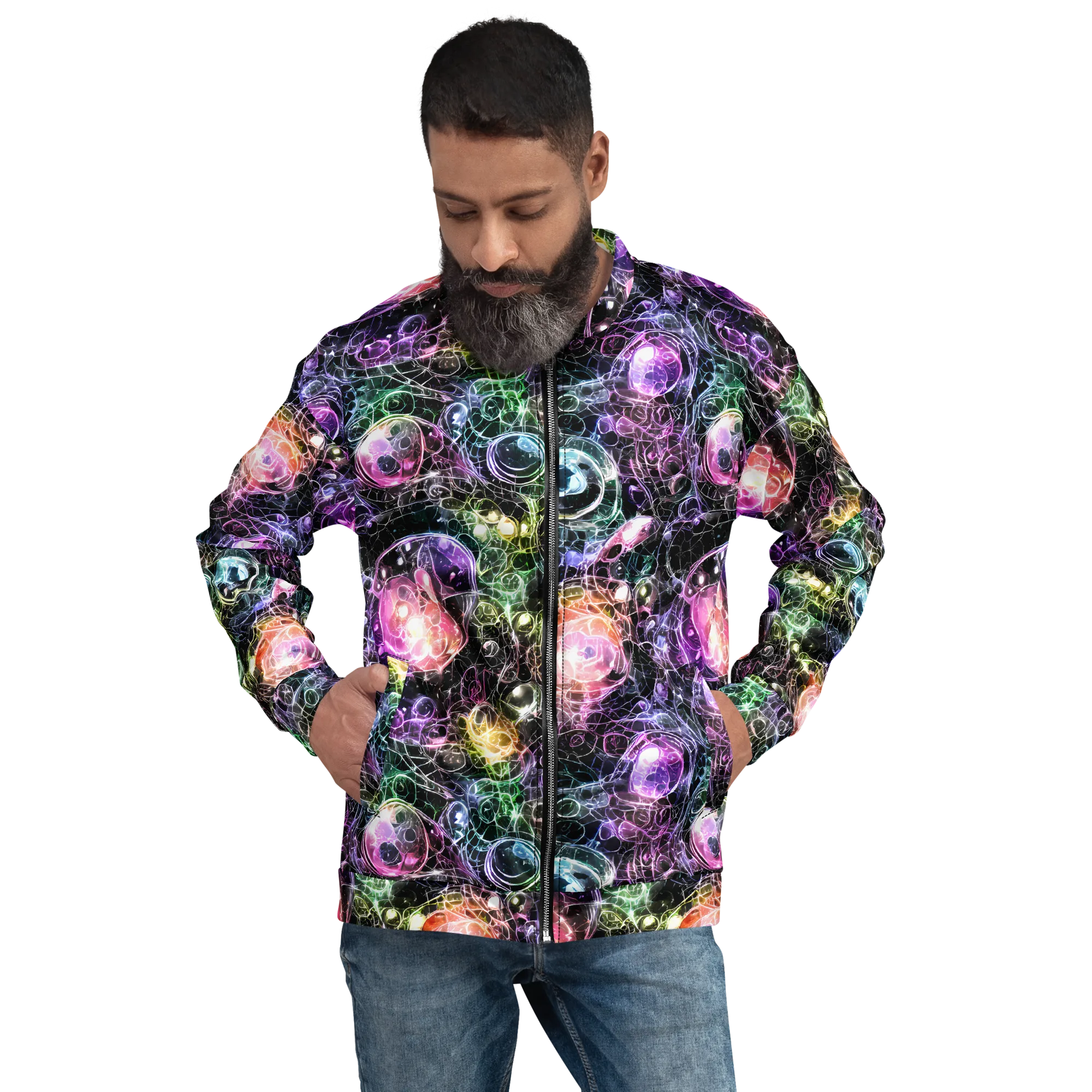 Cosmic Glass on Bomber Jacket — Front