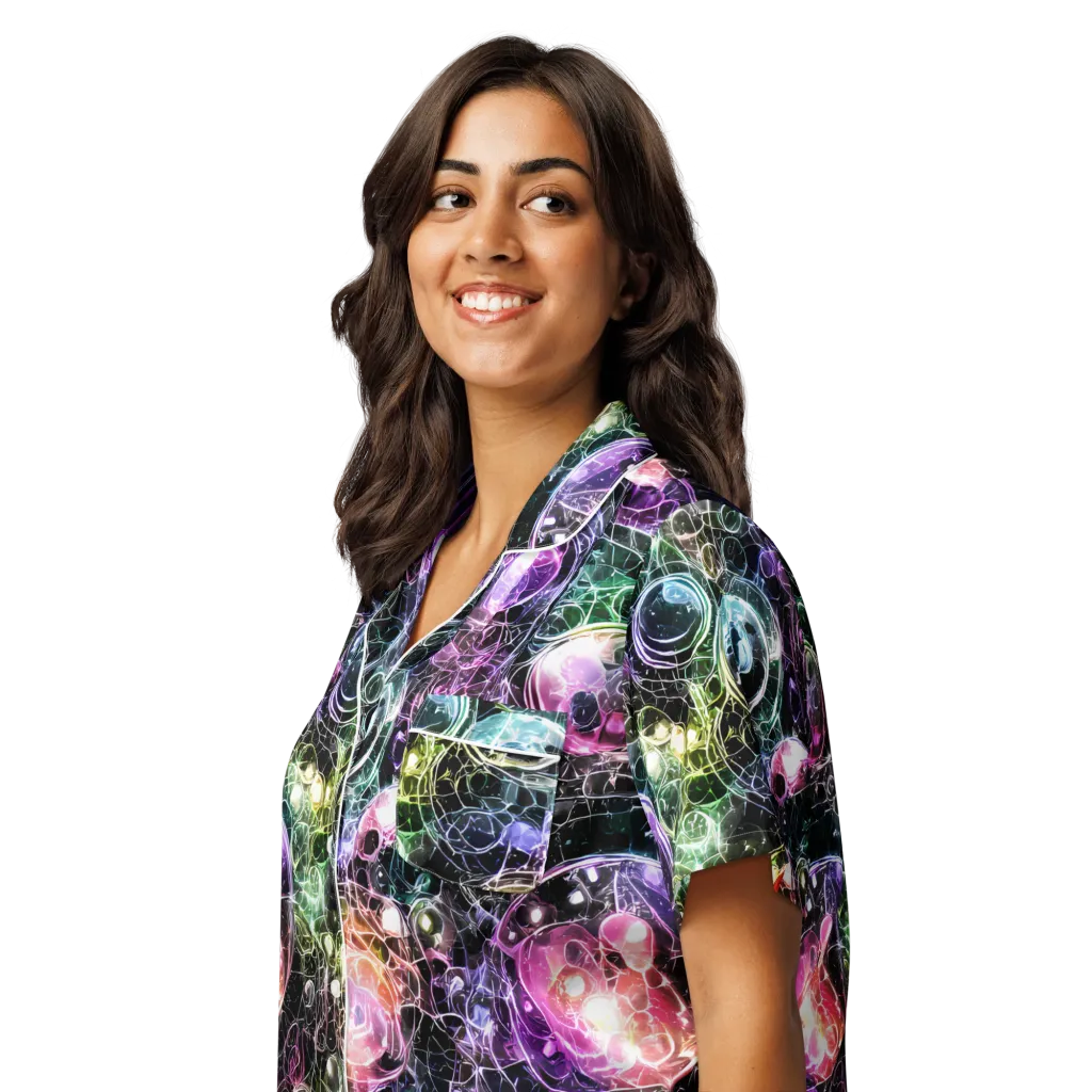 Cosmic Glass on Women's Short Sleeve Pajama Top — Left Front