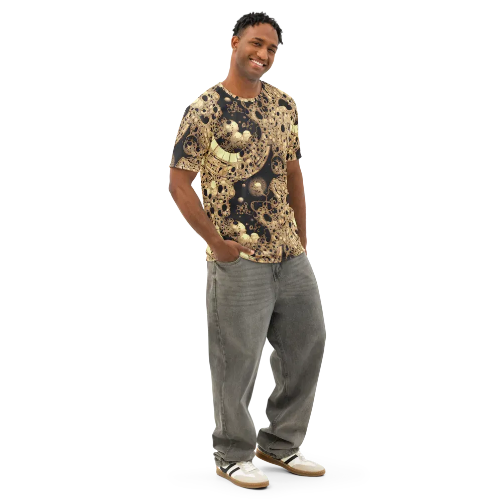 Baroque Orbit on Men's Cotton Crew Neck T-Shirt — Right Front