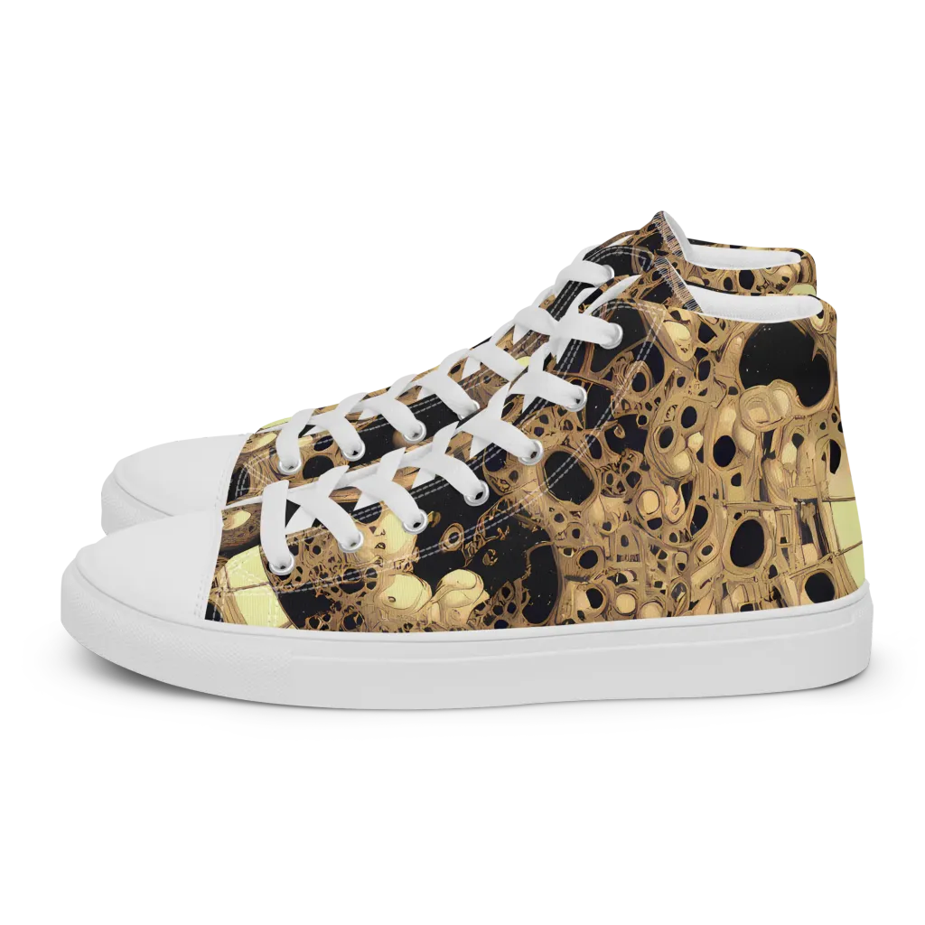 Baroque Orbit on Men's High Top Canvas Shoes — Left