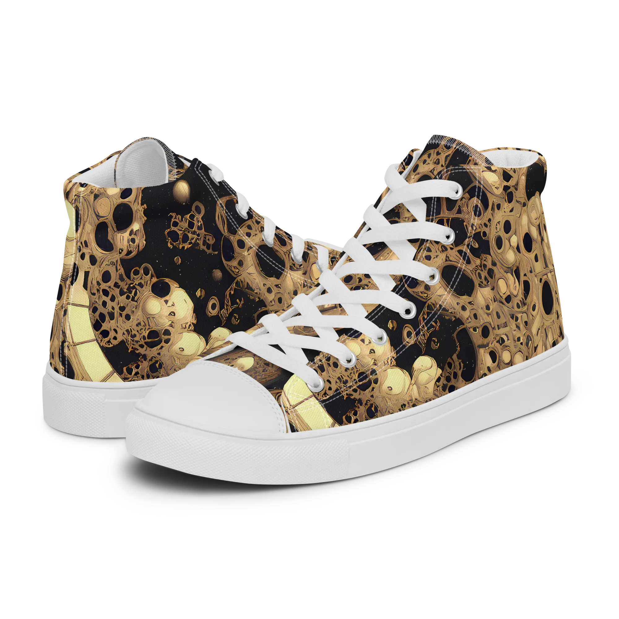 Baroque Orbit on Men's High Top Canvas Shoes — Left