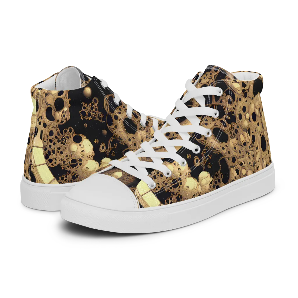 Baroque Orbit on Men's High Top Canvas Shoes — Left