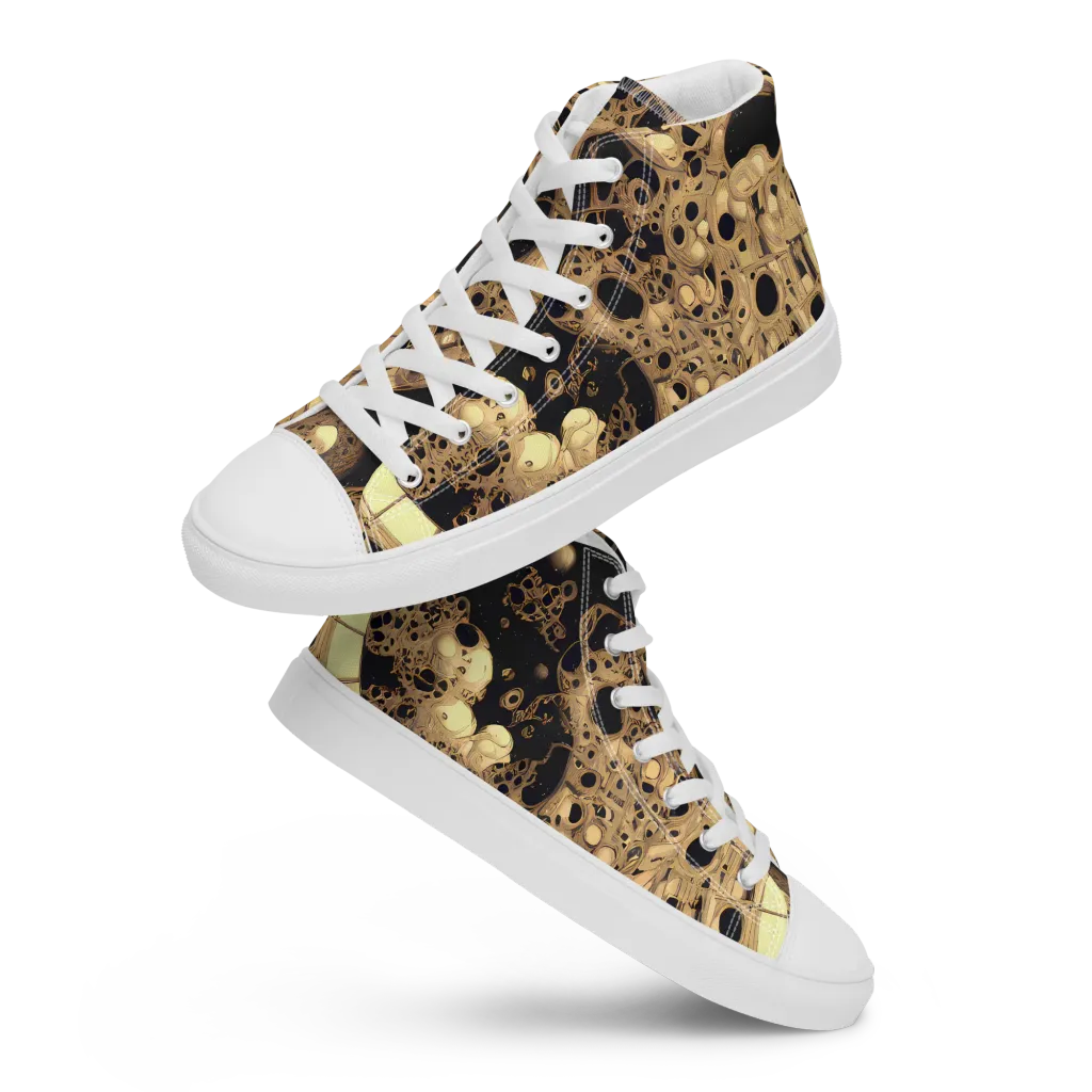 Baroque Orbit on Men's High Top Canvas Shoes — Front