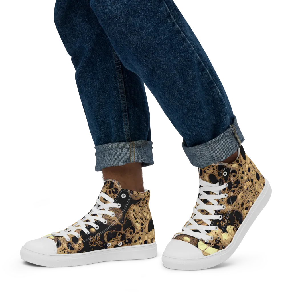 Baroque Orbit on Men's High Top Canvas Shoes — Left
