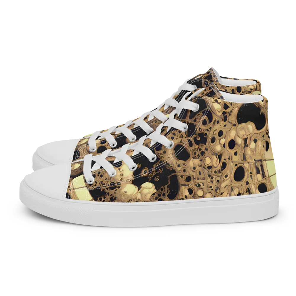 Baroque Orbit on Women's High Top Canvas Shoes — Left
