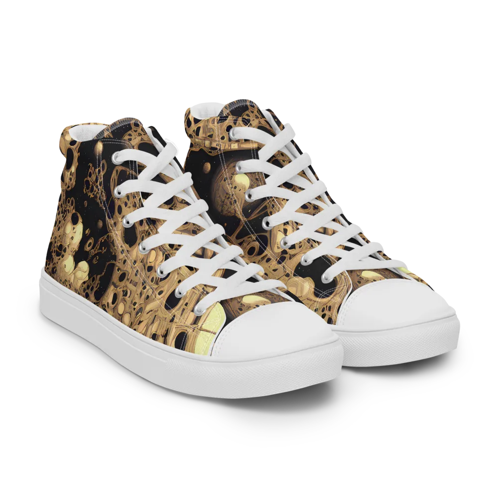 Baroque Orbit on Women's High Top Canvas Shoes — Right Front