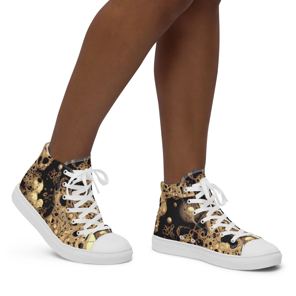 Baroque Orbit on Women's High Top Canvas Shoes — Right