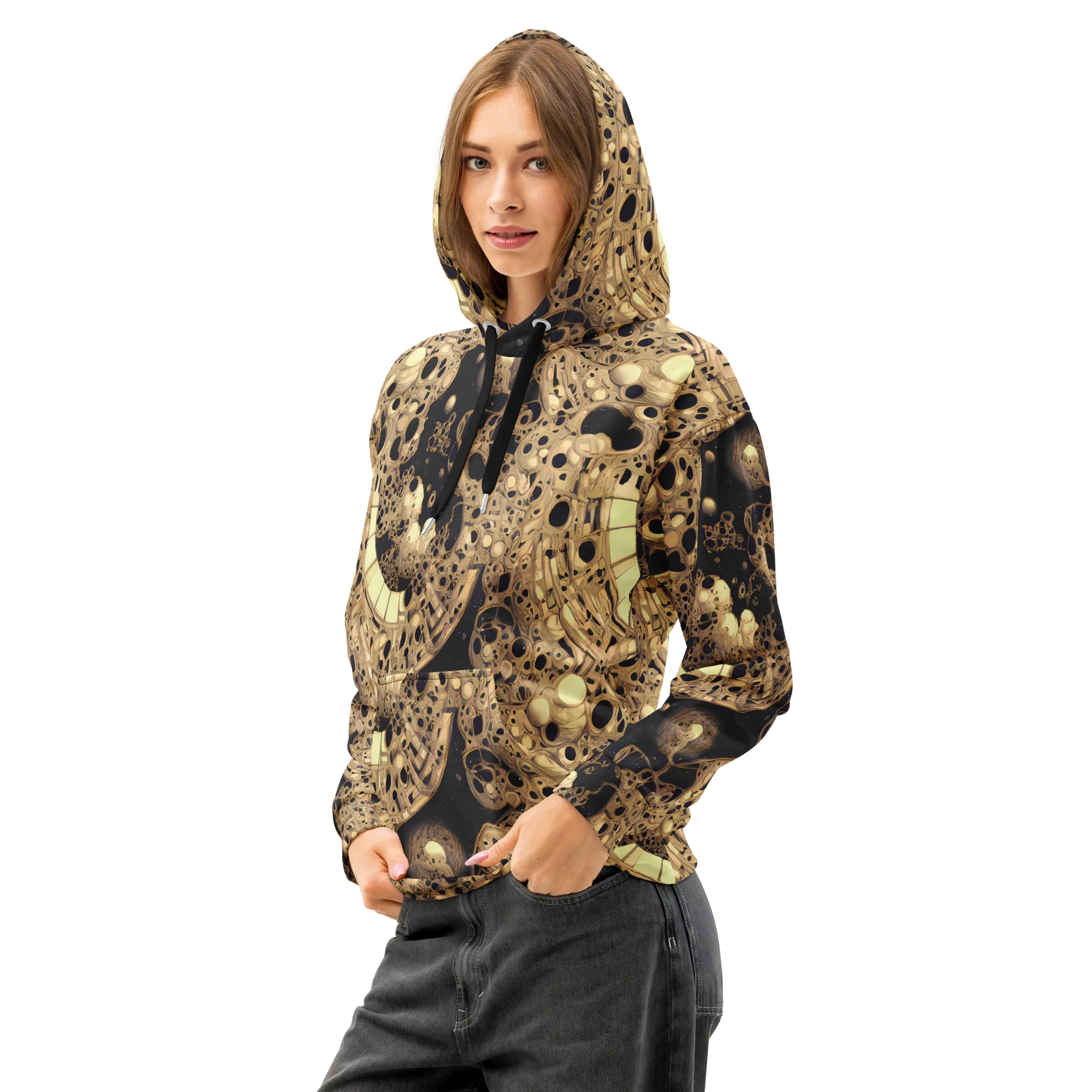 Baroque Orbit on Cotton Hoodie — Left Front