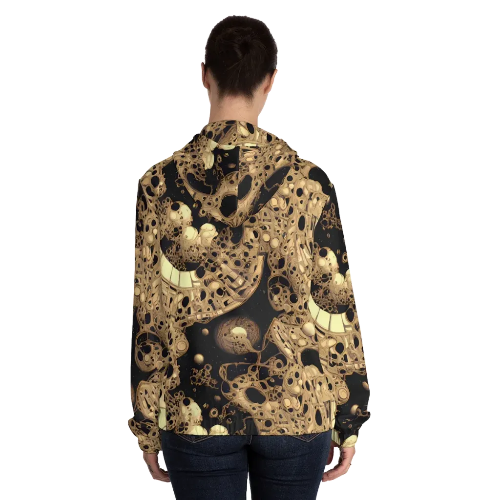 Baroque Orbit on Women's Full-Zip Hoodie — Back On Person