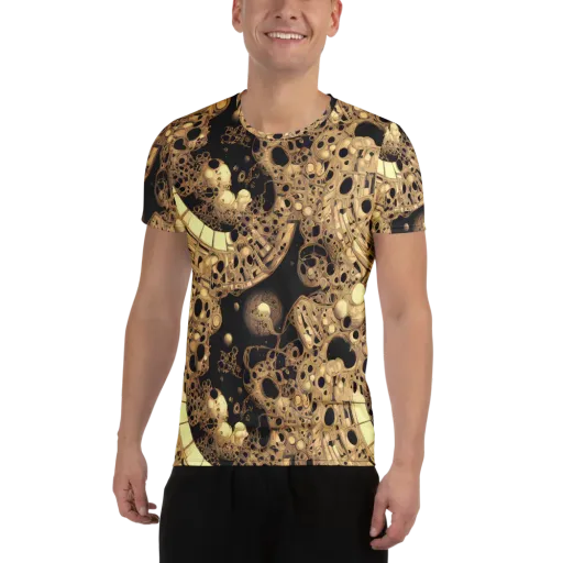 Baroque Orbit on a Men's Athletic T-Shirt