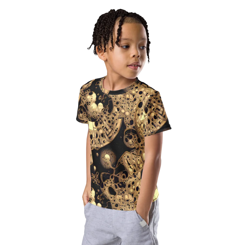Baroque Orbit on Kids Crew Neck T-Shirt — Left Front