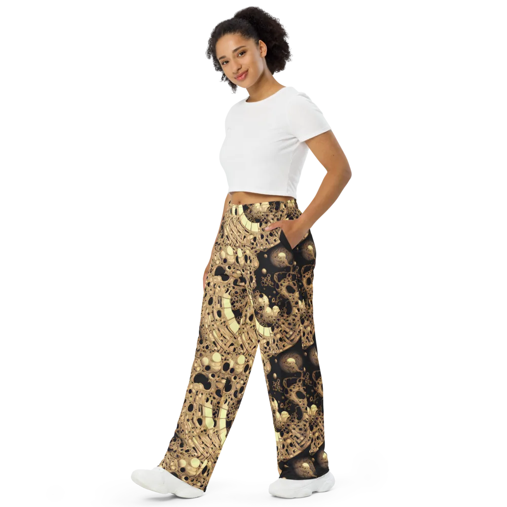 Baroque Orbit on Wide-Leg Pants — Left Front