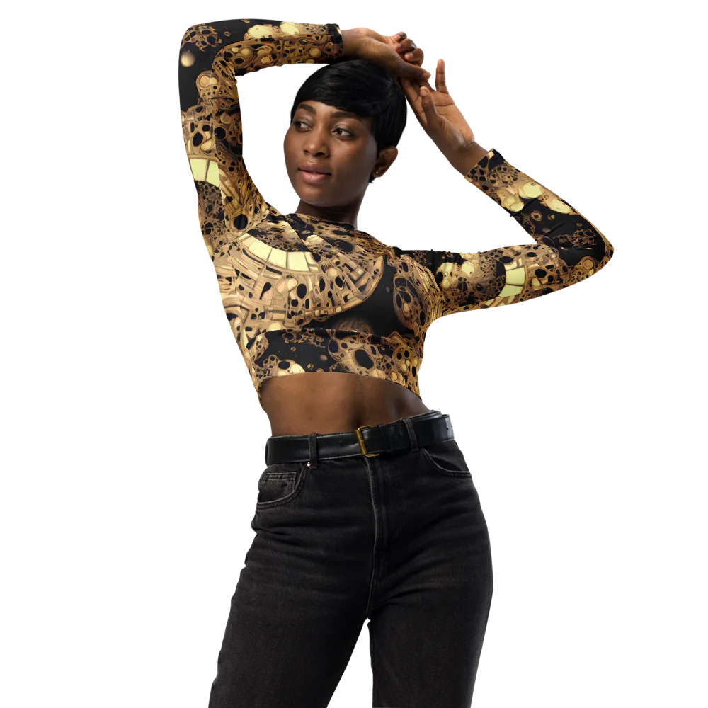 Baroque Orbit on Long Sleeve Crop Top — Front